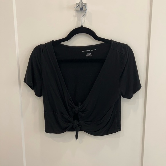 American eagle cropped tie front top